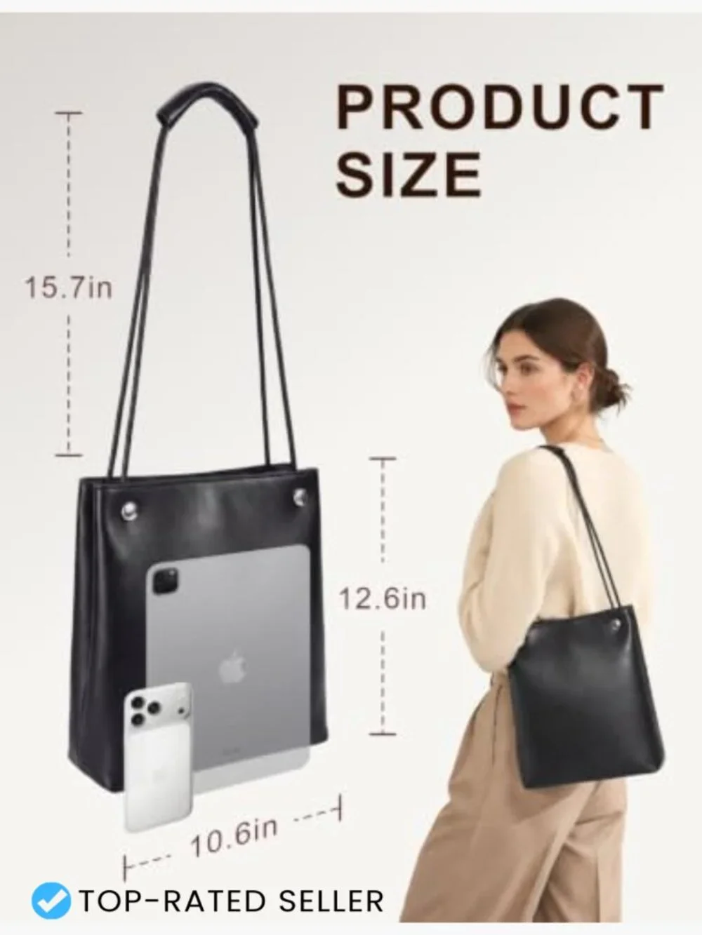 Waterproof PU Leather Tote Bag Shoulder Hobo Fits 13
